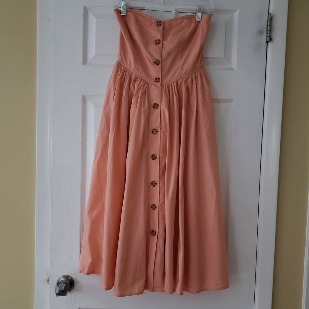 Free People Button Front Flowy Strapless Sundress